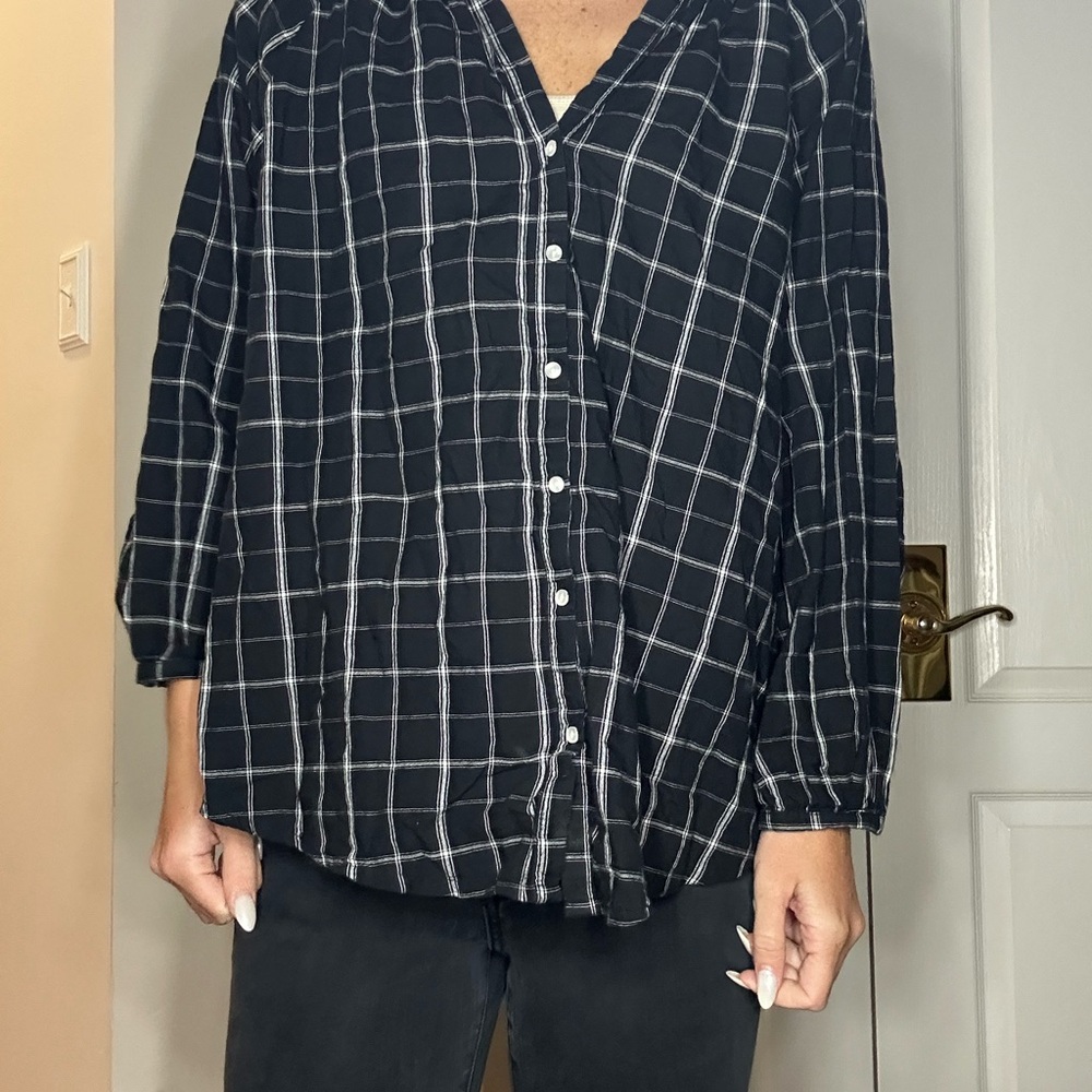 Old Navy Black and White Checkered Shirt